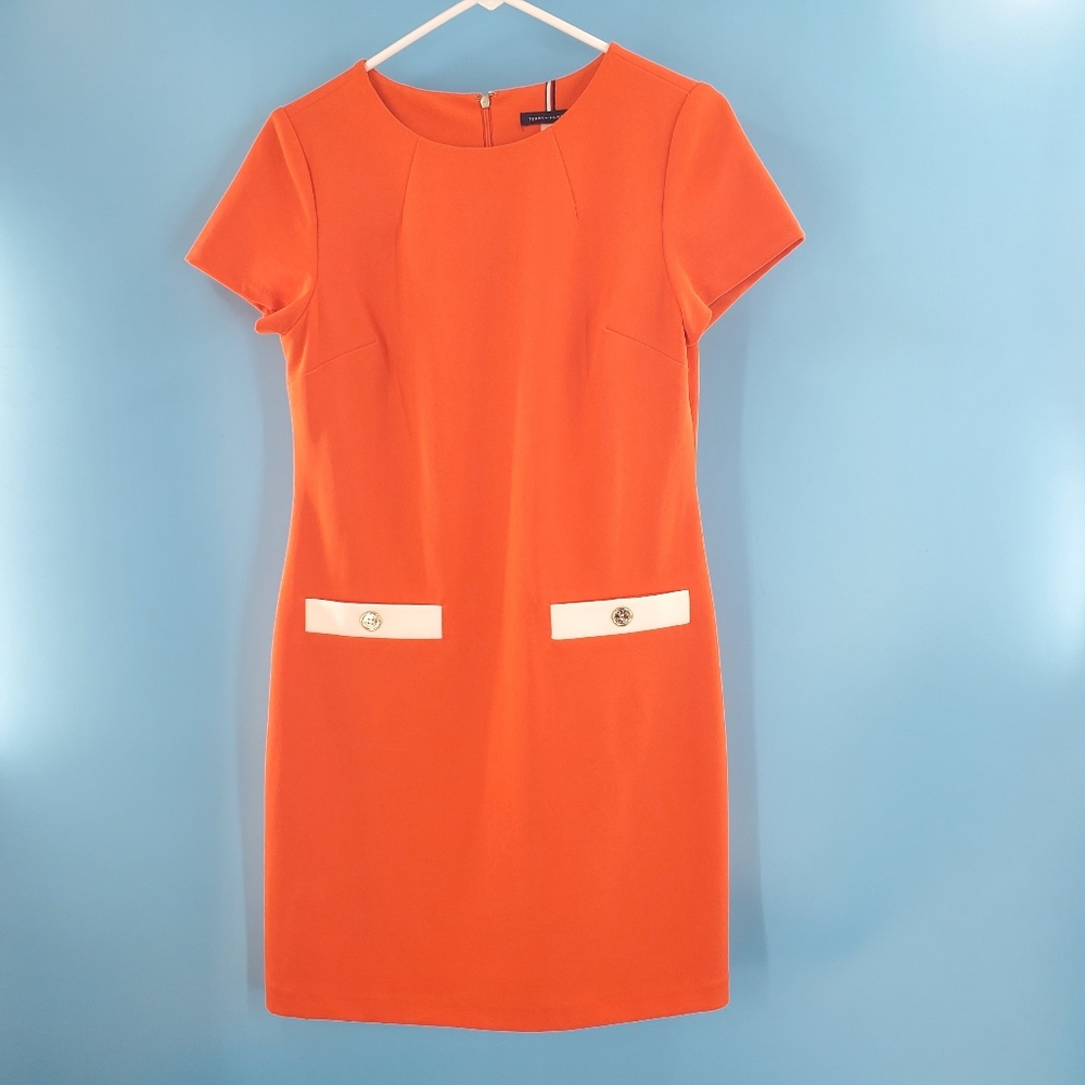 Tommy H orange midi retro dress